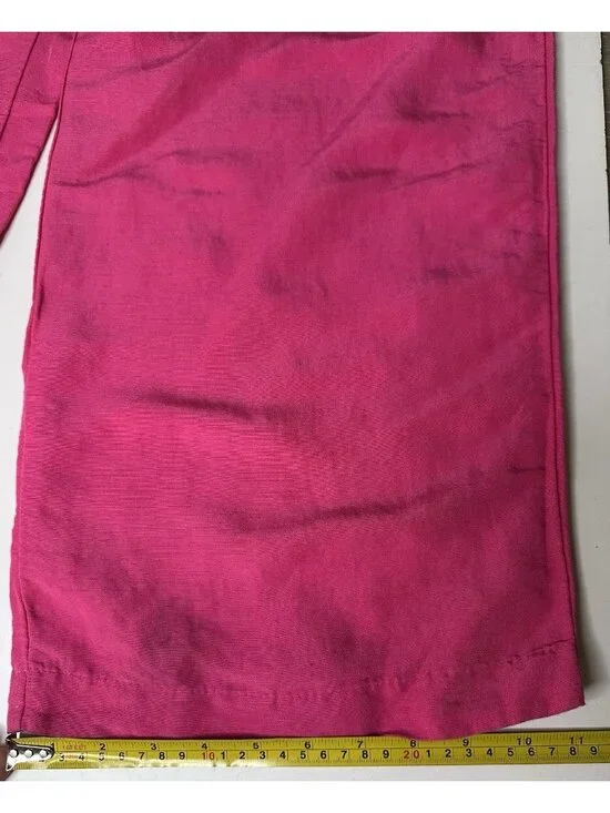 H&M Women’s Pink Linen Blend Wide Leg Pants XL Drawstring Waist Casual Summer - Picture 9 of 9